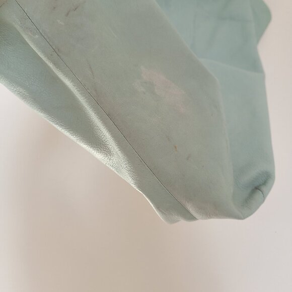 BAGGU Aqua Blue Natural Milled Leather Basic Tote Bag - Picture 4 of 9